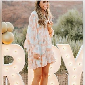 Anthropologie By Together Watercolor Orange & blue M